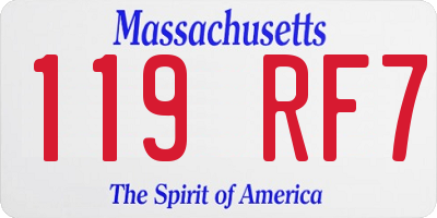 MA license plate 119RF7