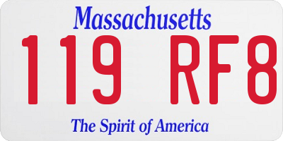 MA license plate 119RF8