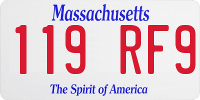 MA license plate 119RF9
