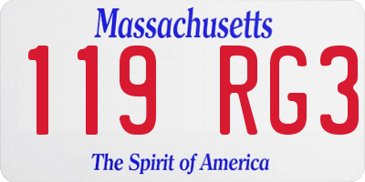 MA license plate 119RG3