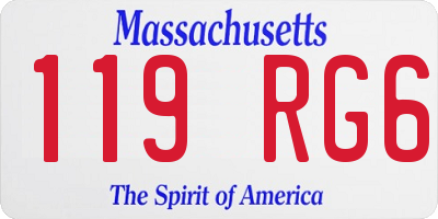 MA license plate 119RG6