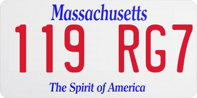 MA license plate 119RG7