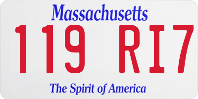 MA license plate 119RI7