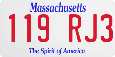 MA license plate 119RJ3