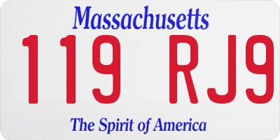 MA license plate 119RJ9