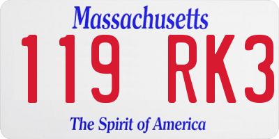 MA license plate 119RK3