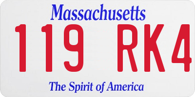 MA license plate 119RK4