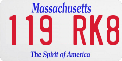 MA license plate 119RK8