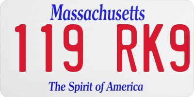 MA license plate 119RK9