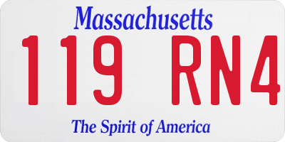 MA license plate 119RN4