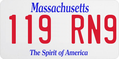 MA license plate 119RN9