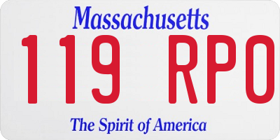 MA license plate 119RP0
