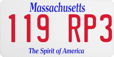 MA license plate 119RP3