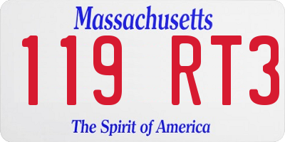 MA license plate 119RT3