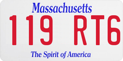 MA license plate 119RT6