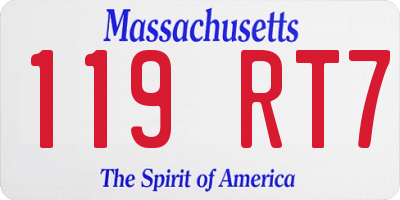MA license plate 119RT7