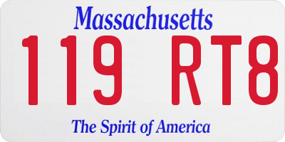 MA license plate 119RT8