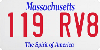 MA license plate 119RV8
