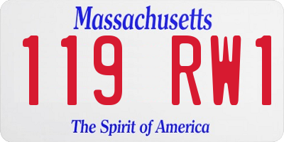 MA license plate 119RW1