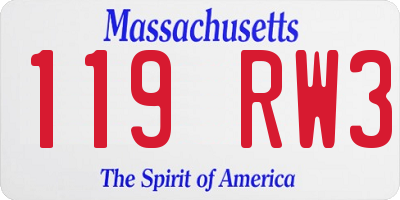 MA license plate 119RW3