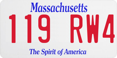 MA license plate 119RW4