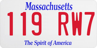 MA license plate 119RW7