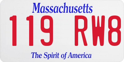 MA license plate 119RW8
