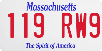 MA license plate 119RW9