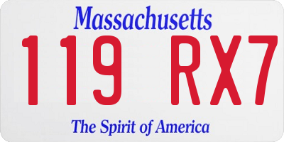 MA license plate 119RX7