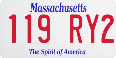 MA license plate 119RY2