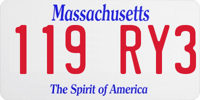 MA license plate 119RY3