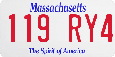 MA license plate 119RY4
