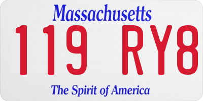 MA license plate 119RY8