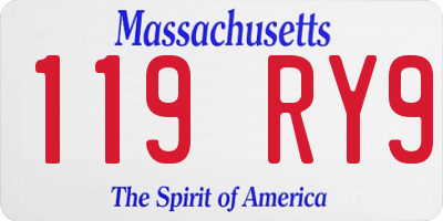 MA license plate 119RY9
