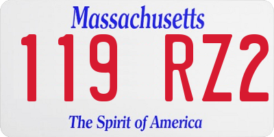 MA license plate 119RZ2