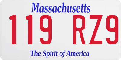 MA license plate 119RZ9