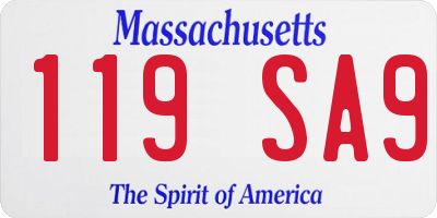 MA license plate 119SA9