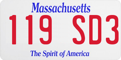 MA license plate 119SD3