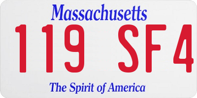 MA license plate 119SF4