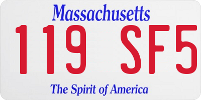 MA license plate 119SF5
