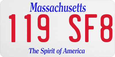 MA license plate 119SF8