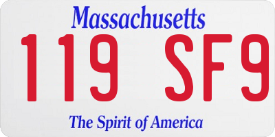 MA license plate 119SF9