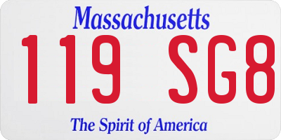 MA license plate 119SG8