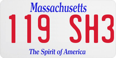 MA license plate 119SH3