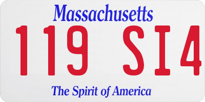 MA license plate 119SI4