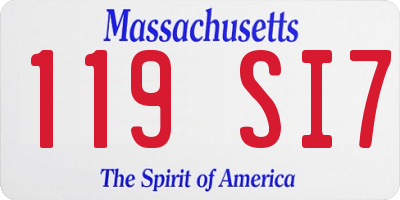 MA license plate 119SI7