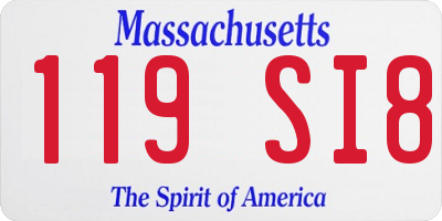 MA license plate 119SI8