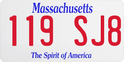 MA license plate 119SJ8