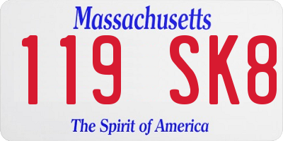 MA license plate 119SK8