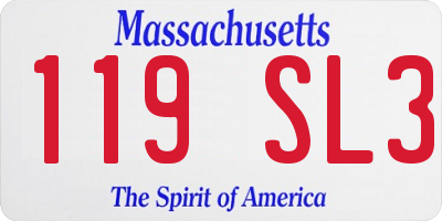 MA license plate 119SL3